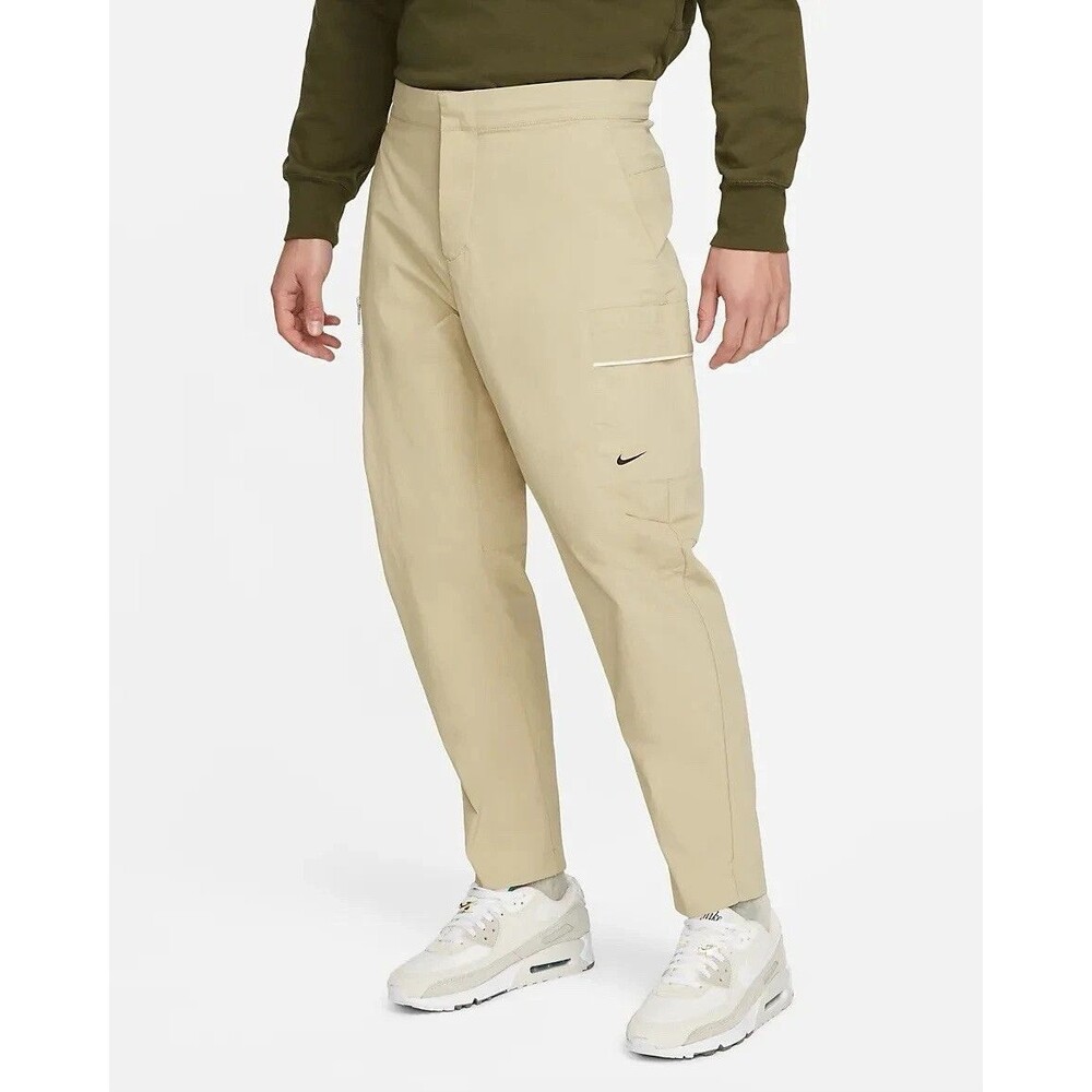 Nike Sportswear Style Utility Pants Mens 34 Beige Nylon Lightweight Drawstring